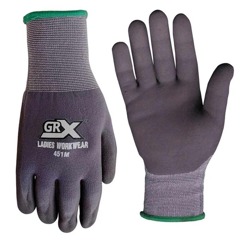 2 Pairs Ladies Breathable Work Gloves Microfiber Nitrile Safety Seamless Size M