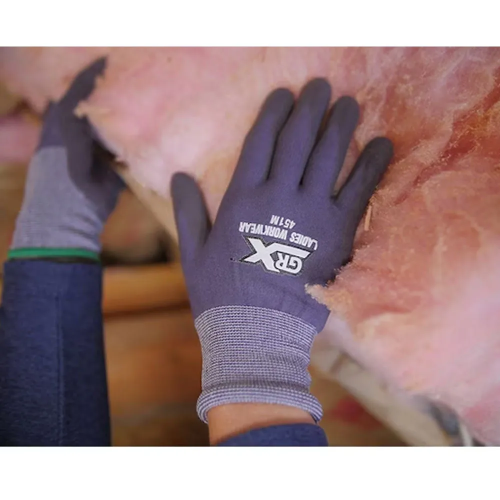 2 Pairs Ladies Breathable Work Gloves Microfiber Nitrile Safety Seamless Size M