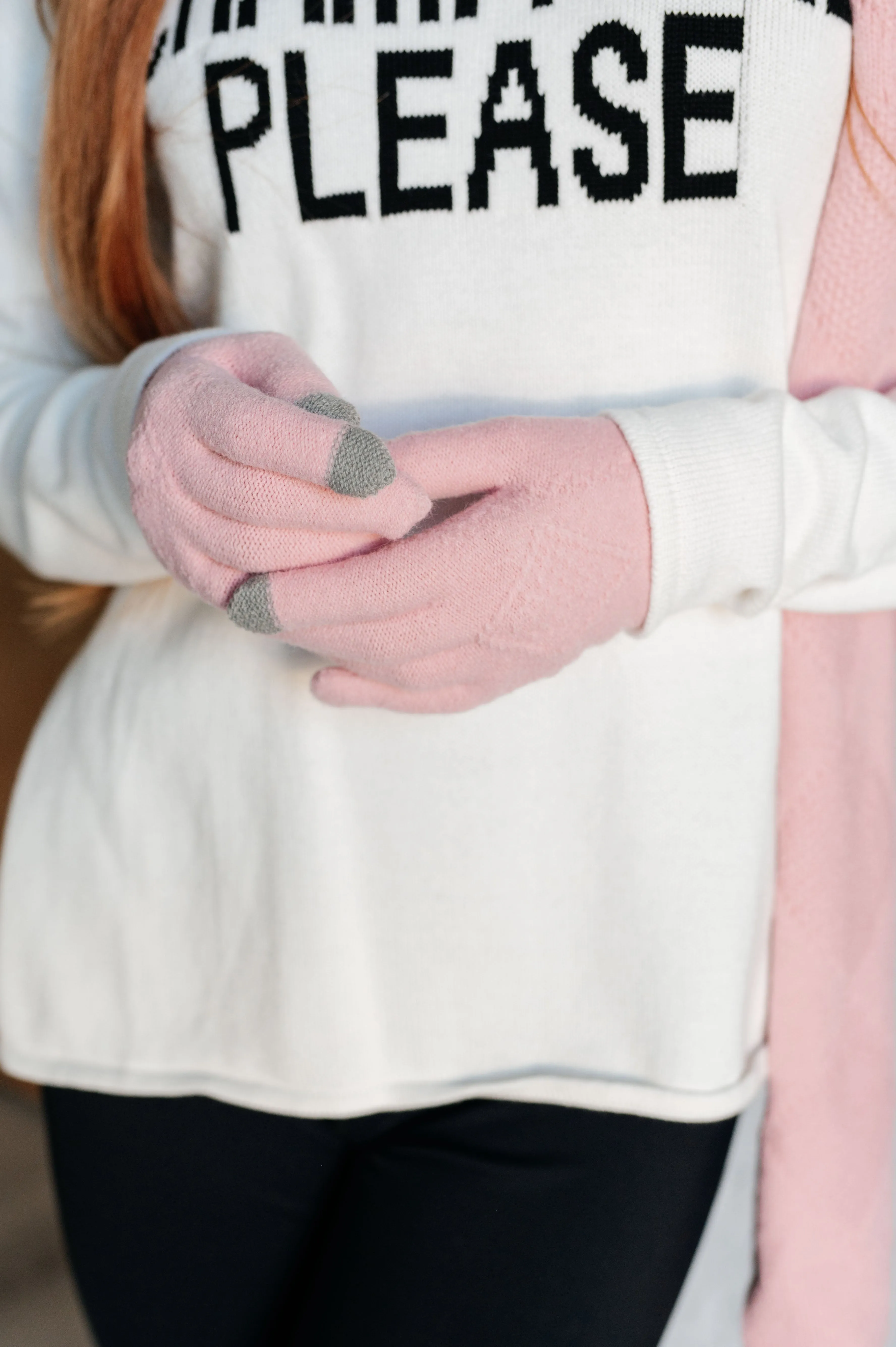 Beanie, Glove, and Scarf Set in Pink