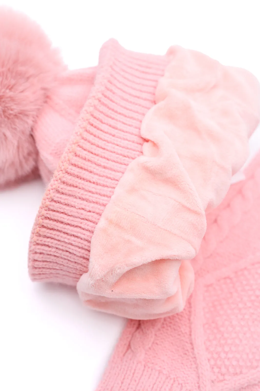 Beanie, Glove, and Scarf Set in Pink