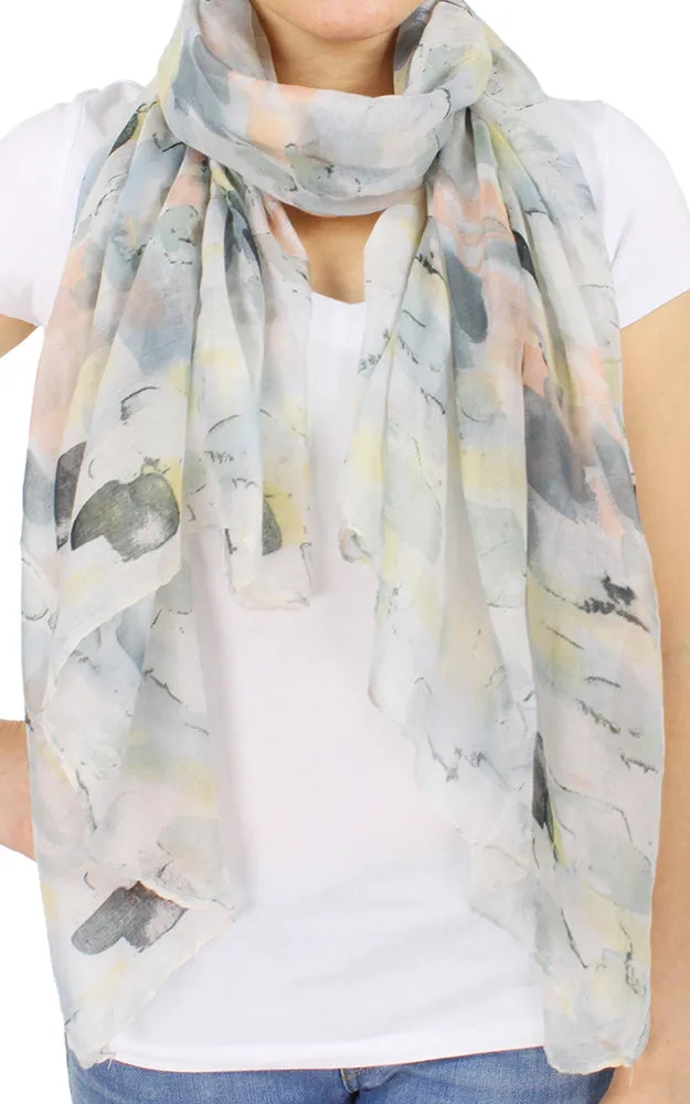 EAS9697 Floral Water Color Print Oblong Scarf