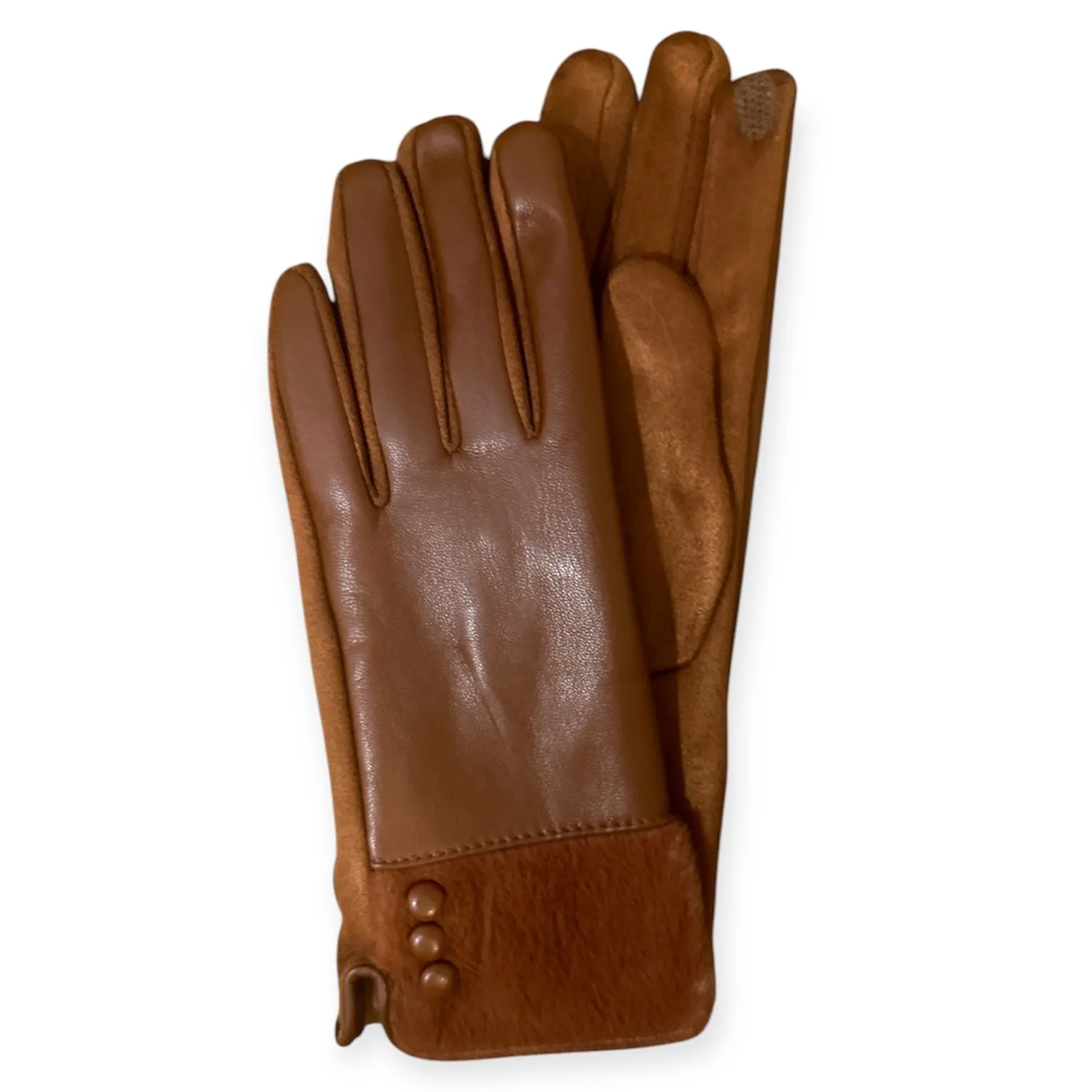 Faux Leather Button Glove