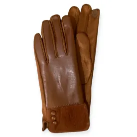 Faux Leather Button Glove