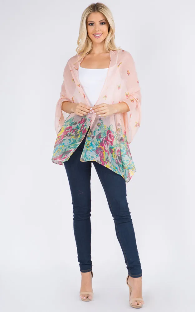 GPO967 Floral Pattern Print Oblong Scarf