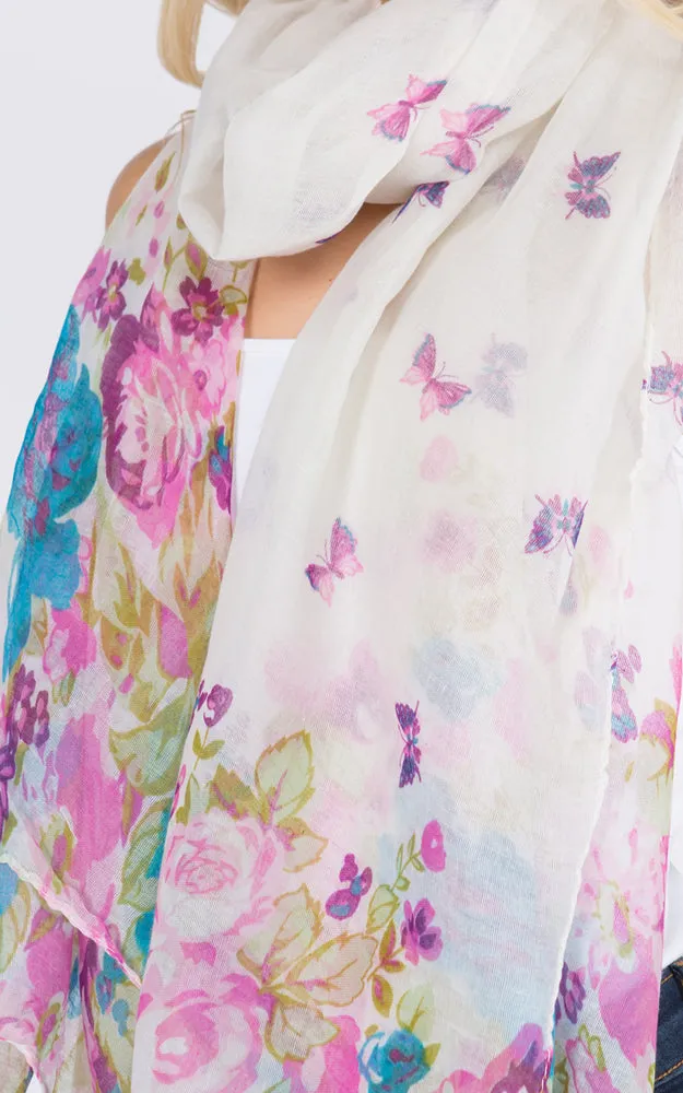 GPO967 Floral Pattern Print Oblong Scarf