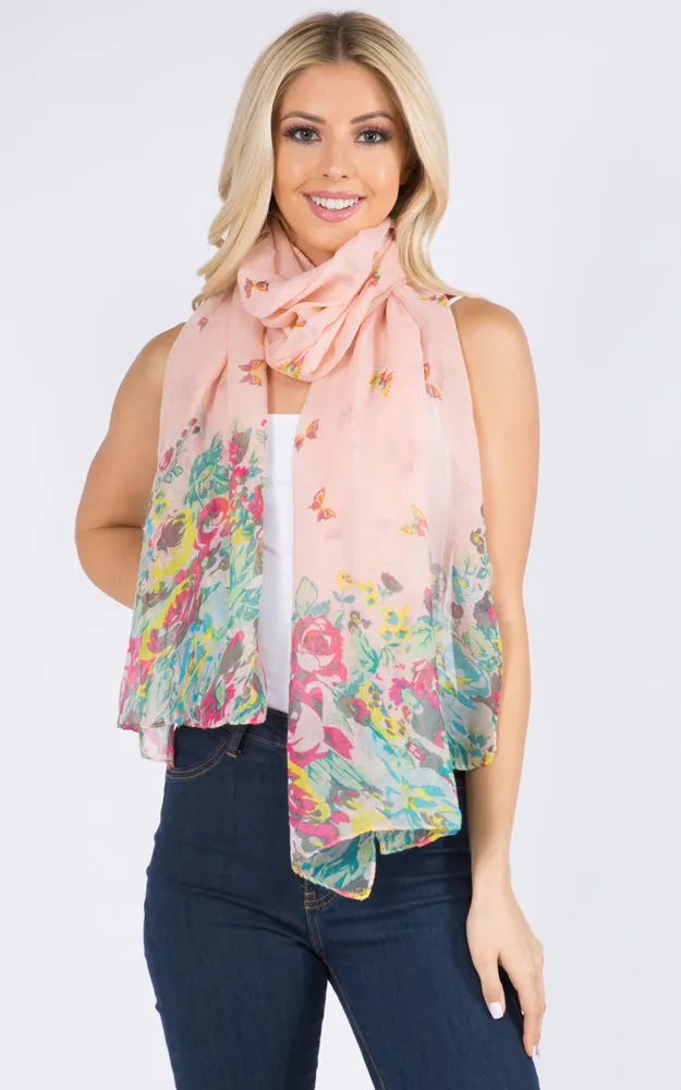 GPO967 Floral Pattern Print Oblong Scarf