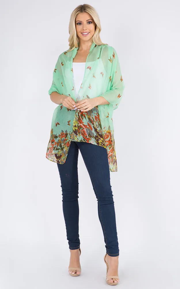 GPO967 Floral Pattern Print Oblong Scarf