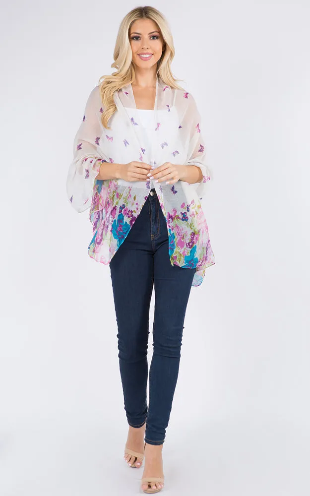 GPO967 Floral Pattern Print Oblong Scarf