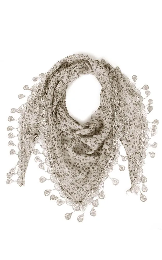 JC021604 Multi Pattern Lace Triangle Scarf