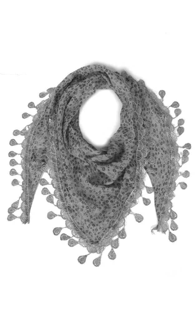 JC021604 Multi Pattern Lace Triangle Scarf