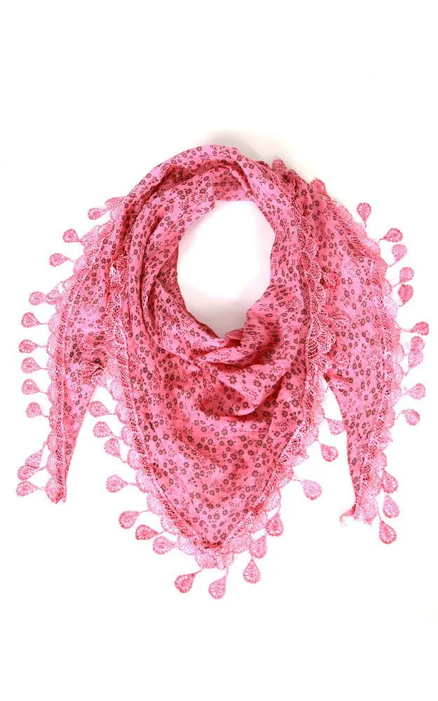 JC021604 Multi Pattern Lace Triangle Scarf