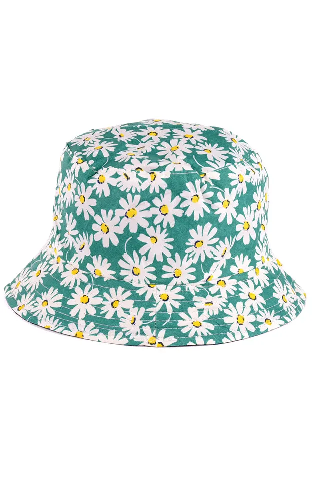 JH617 Reversible Daisy Print Cotton Bucket Hat