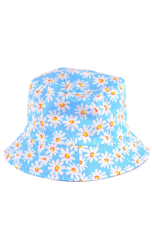 JH617 Reversible Daisy Print Cotton Bucket Hat