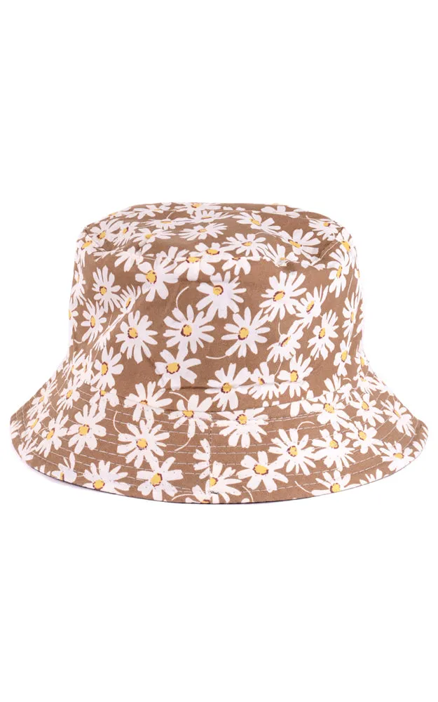JH617 Reversible Daisy Print Cotton Bucket Hat