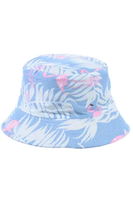 JH851 Reversible Flamingo Print Cotton Bucket Hat
