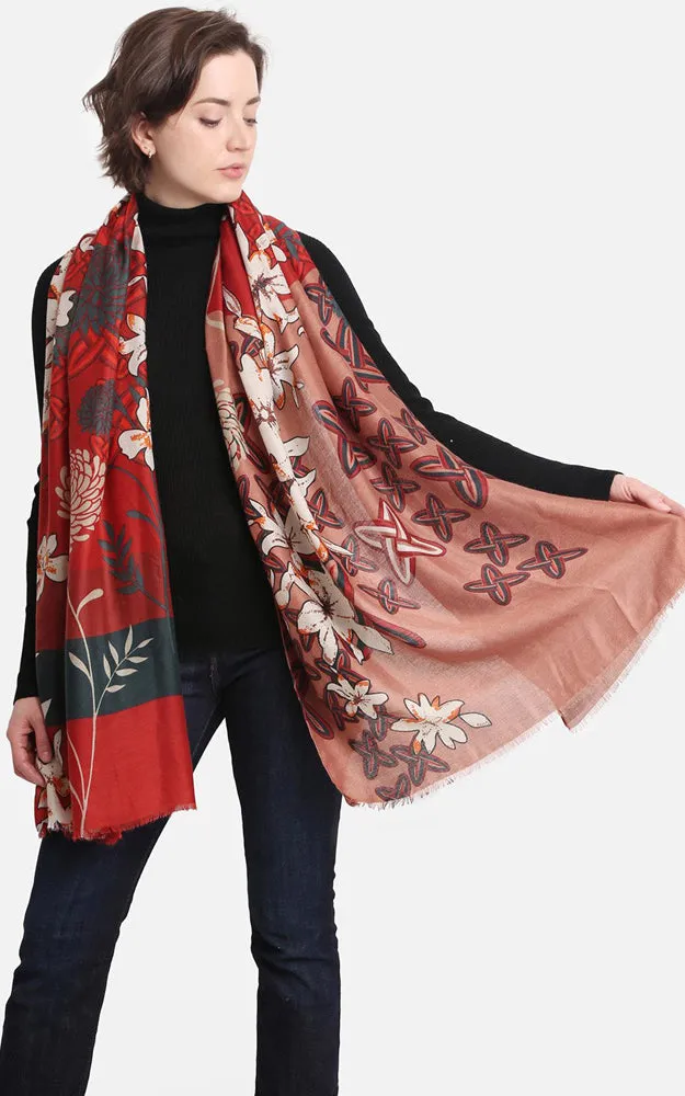 JS1400 Floral Print Oblong Scarf