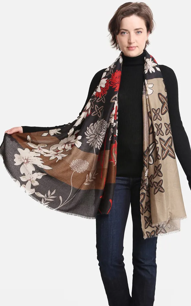 JS1400 Floral Print Oblong Scarf