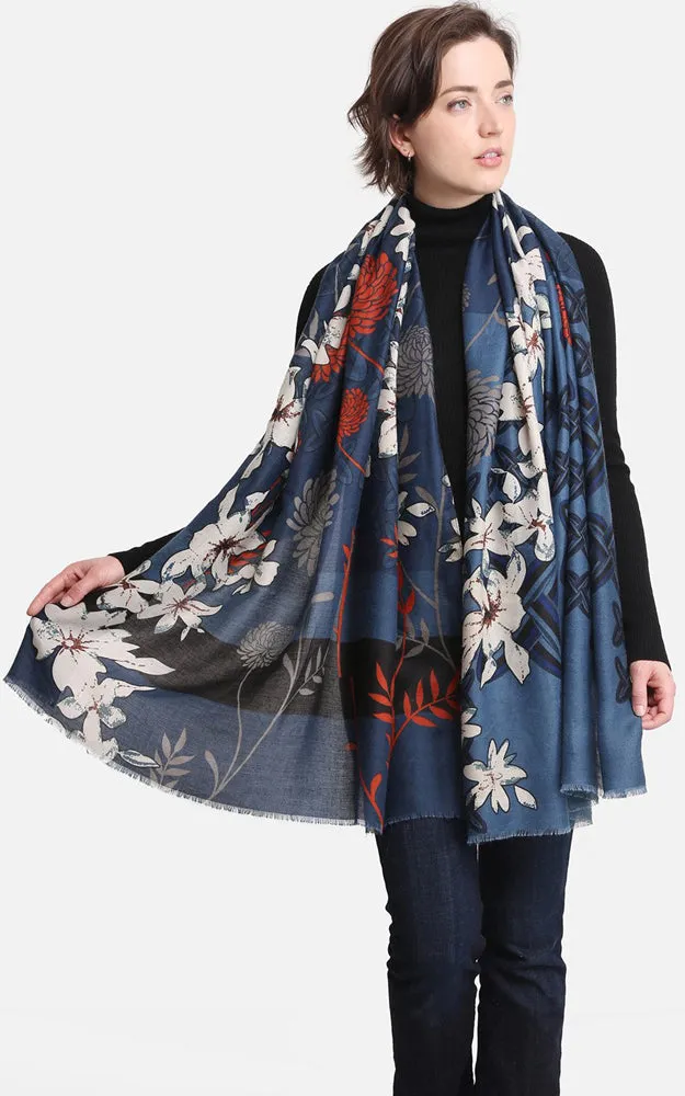 JS1400 Floral Print Oblong Scarf