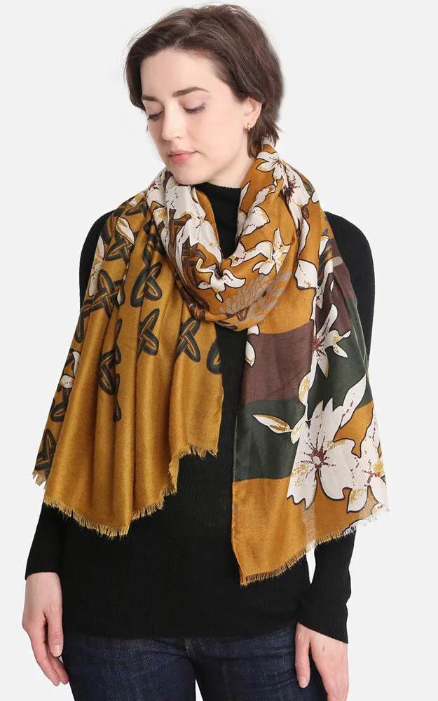 JS1400 Floral Print Oblong Scarf