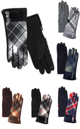 LOG115 Plaid Pattern Smart Gloves (12prs Pack)