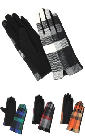 LOG126 Tartan Plaid Pattern Smart Gloves (12prs Pack)