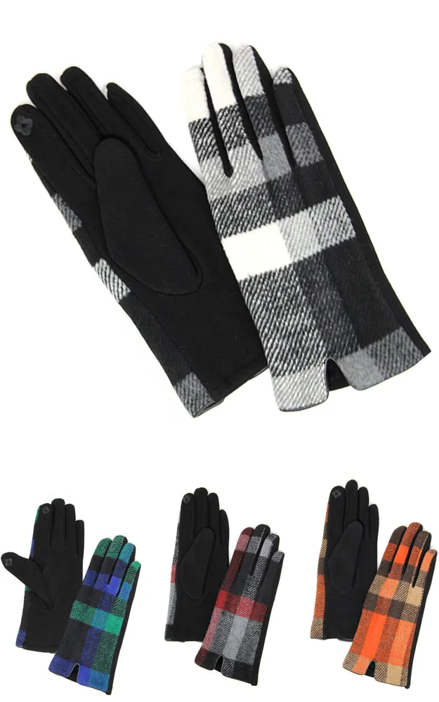LOG126 Tartan Plaid Pattern Smart Gloves (12prs Pack)