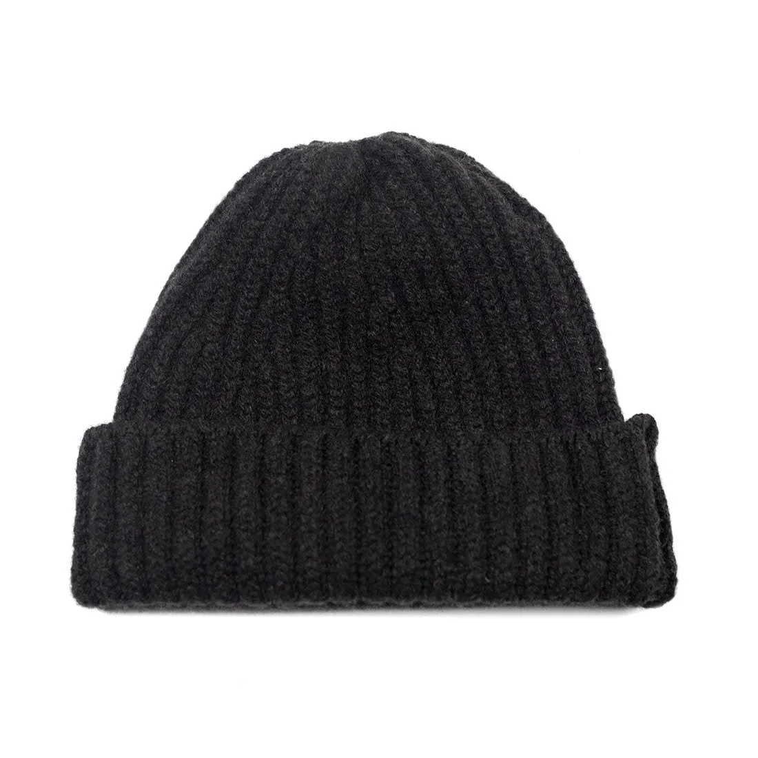 Nero black wool and cashmere ribbed fisherman hat