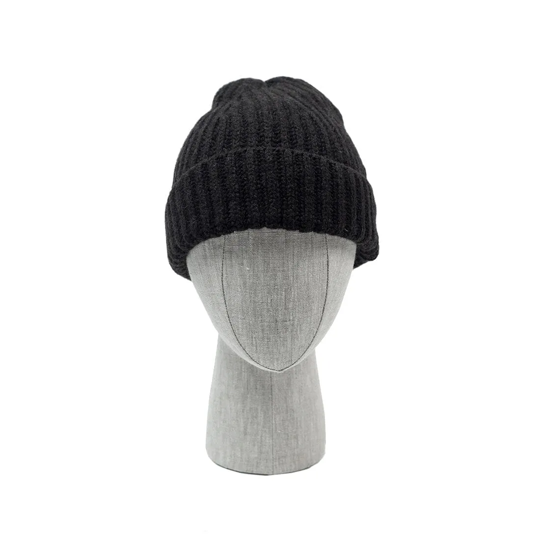 Nero black wool and cashmere ribbed fisherman hat