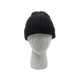 Nero black wool and cashmere ribbed fisherman hat