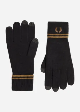 Twin tipped merino wool gloves - black shaded stone shaded stone