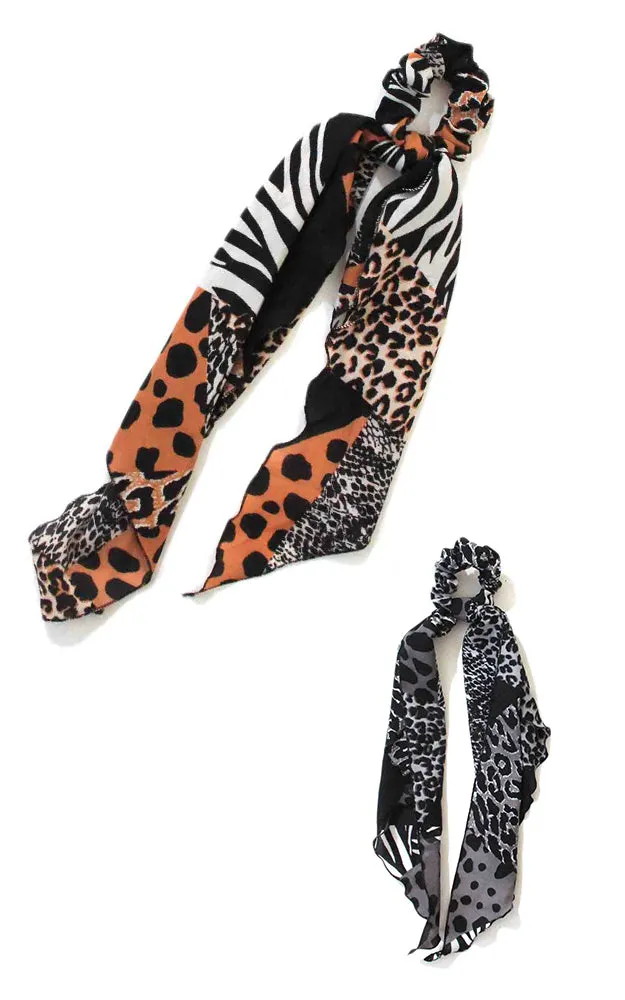 YP95B4 Animal Print Ponytail Scrunchy Hair Band (12PCS)